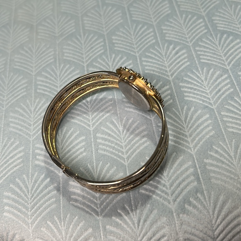 Kristine stainless steel back gold braided bracelet cuff watch - Picture 13 of 16